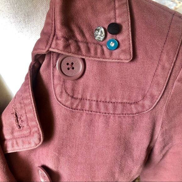 AEO AMERICAN EAGLE DUSTY ROSE VELVETEEN TASSEL EMBELLISHED OOAK PEACOAT SIZE S - Picture 12 of 12